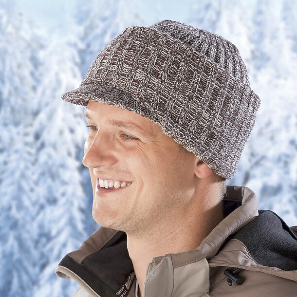 Knit hat cheap with visor