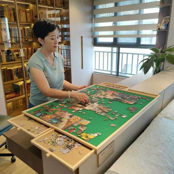 wooden, jigsaw, draws, puzzle