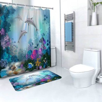 Mould Free Shower Curtain + FREE Bathmat