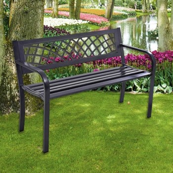 3-Seater Metal Garden Bench with cover