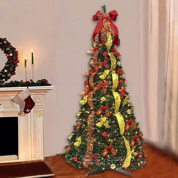 christmas, tree, lights, decorated