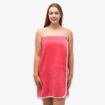 100% Cotton Shower Towel Wrap - Pink (L70 xW125cm)